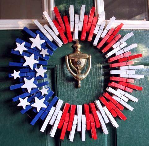 American flag clothespin wreath