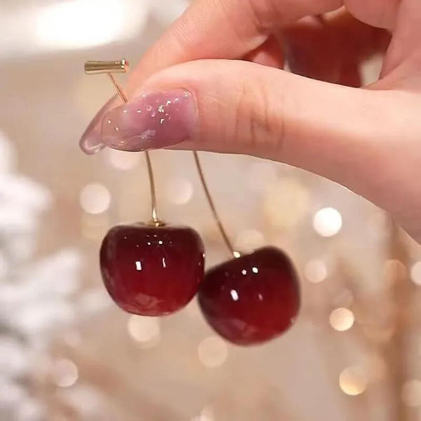 Single Cherry Drop Dangle Earrings - Mounteen