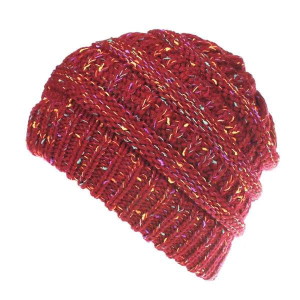 Red Soft Ponytail Confetti Beanie - Buy on Mounteen