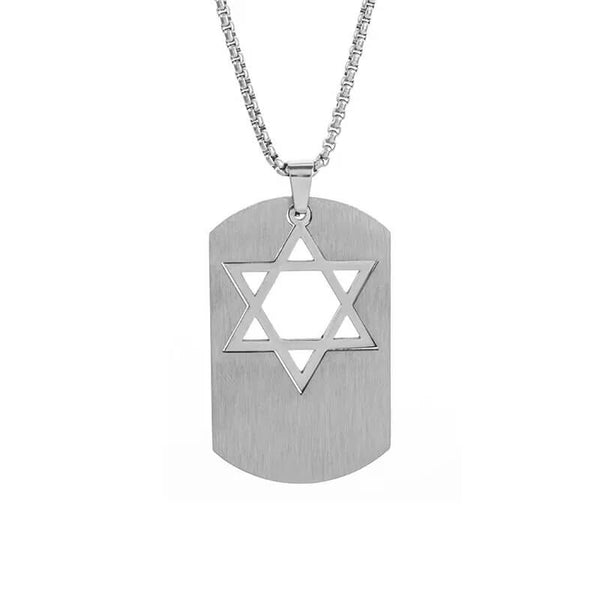 Star of David Cylinder Stainless Steel Necklace in Silver - Mounteen
