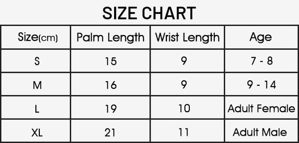 Unisex Winter Tech Windproof Waterproof Gloves - Size Chart