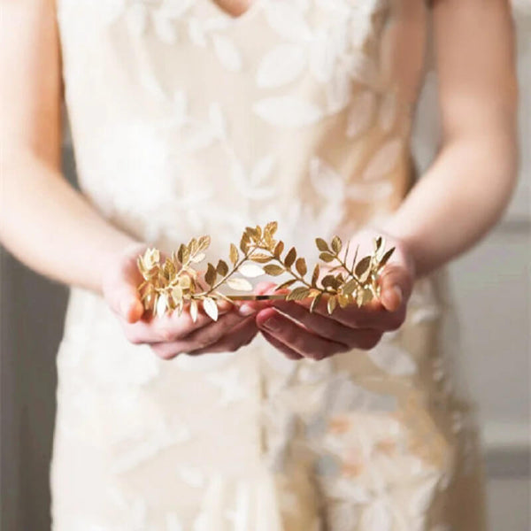 Bandeau couronne de mariée diadème à feuilles vintage - Mounteen