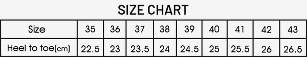 Wedge Flip Flops - Size Chart