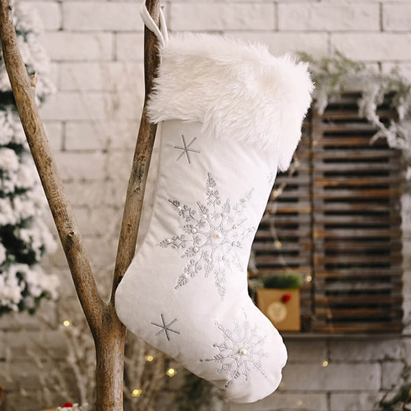 White Faux Fur Christmas Stocking. Shop Holiday Stockings on Mounteen. Worldwide shipping available.