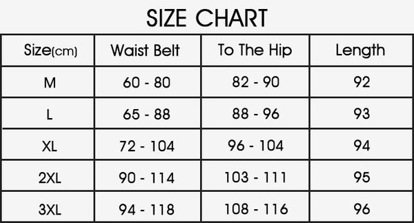 Women High Waist Down Pants - Size Chart