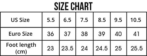 Women's Indoor & Outdoor Heart Slippers - Size Chart