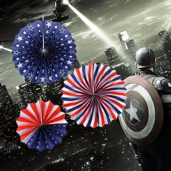 American Flag Giant Tissue Paper Fans,