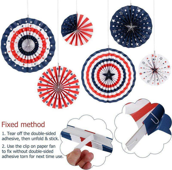 Giant American Flag Tissue Paper Fans