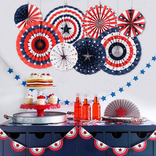 American Flag Tissue Paper Fans