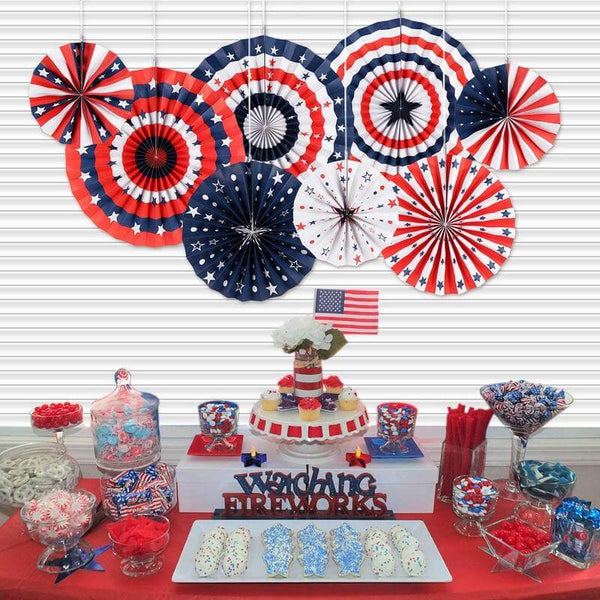 Patriotic Tissue Paper Fans,