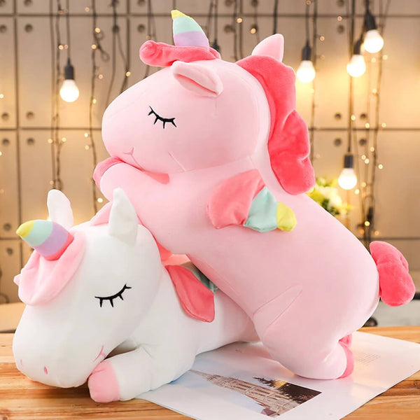 Cute & Fluffy Rainbow Unicorn Plush Toy. Shop Stuffed Animals on Mounteen. Worldwide shipping available.