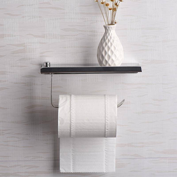 Porte-papier toilette EZ avec étagère. Achetez des porte-papier hygiénique sur Mounteen. Expédition mondiale disponible.