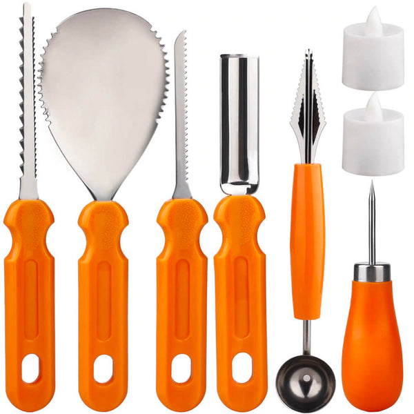 Kit d'outils de sculpture de citrouille d'Halloween (9 pièces). Achetez des éplucheurs et des évideurs d'aliments sur Mounteen. Expédition mondiale disponible.