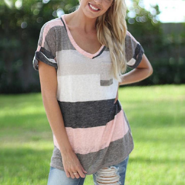 Pink Striped Pocket Tee - Buy online