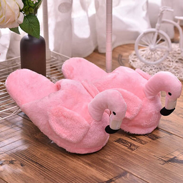 Chaussons Peluche Flamant Rose - Acheter en ligne