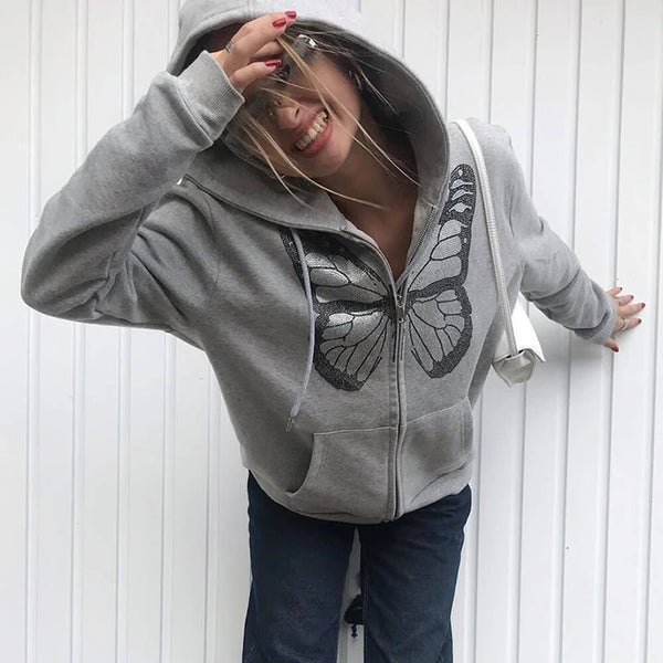 Polyester Butterfly Zipper Hoodie - Buy on Mounteen