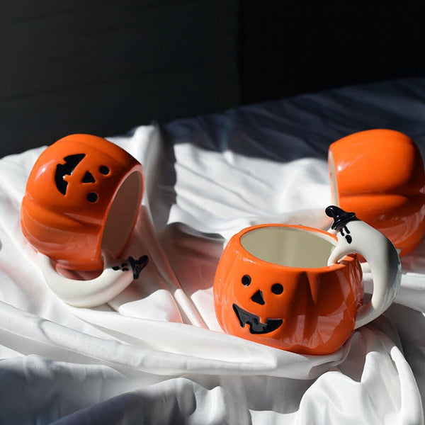 Pumpkin Shaped Coffee Mug For Halloween. Shop Mugs on Mounteen. Worldwide shipping available.