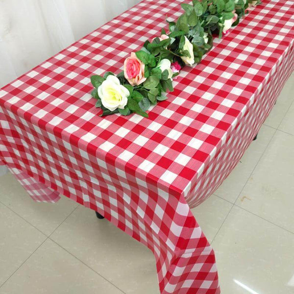 Red Buffalo Plaid Plastic Tablecloth