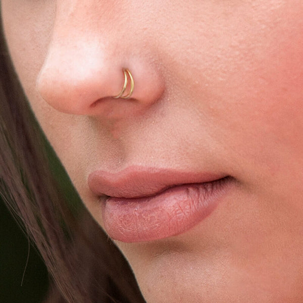 Double hoop nose ring for single piercing - Buy online