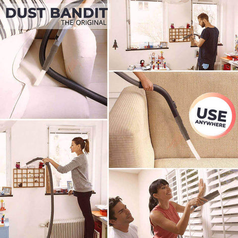 The Dust Bandit will help you get rid of dust in places you thought were impossible to use a vacuum on