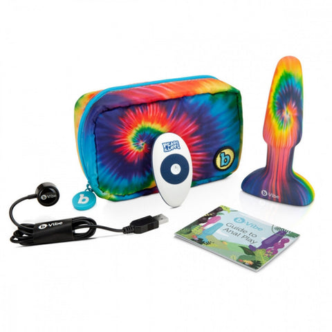 B-Vibe Peace & Love Tie Dye Rimming Plug Inside the Box