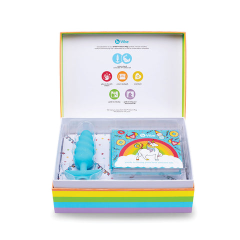 B-Vibe Unicorn Butt Plug in Box