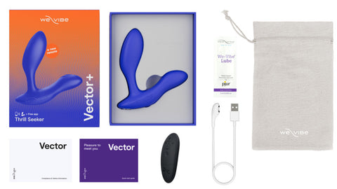 We-Vibe Vector+ Blue with Box Contents