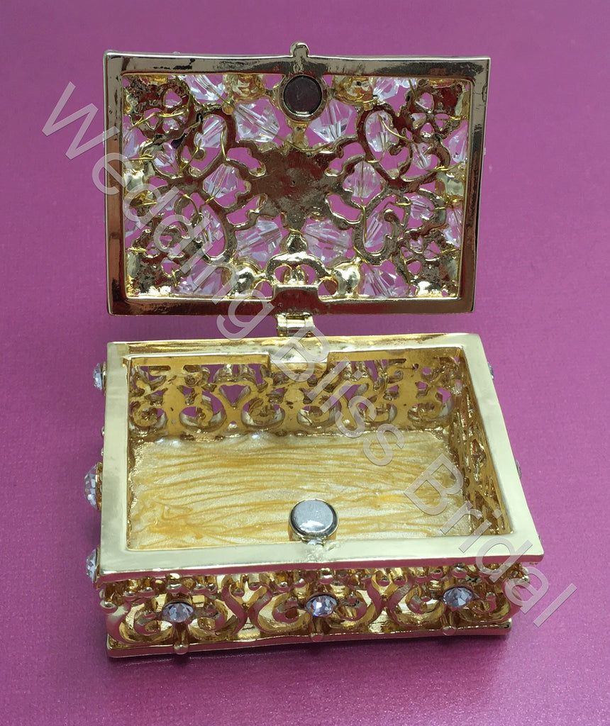 Rectangular Crystal Gold Wedding Arras Box And Unity Coins Arras De Bo Wedding Bliss Bridal