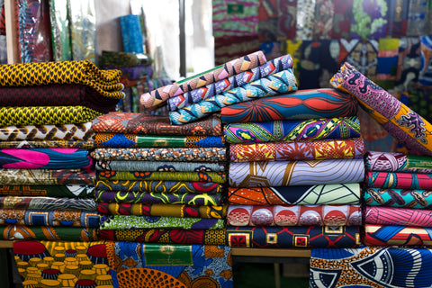 Ankara is a wax-printed fabric that comes in various colors, patterns, and designs