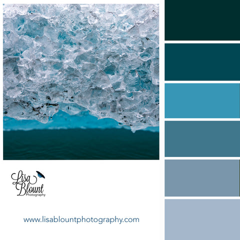 Color of Icebergs | Blue color palette moodboard | Glacier ice