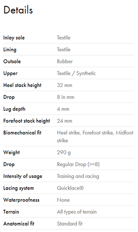 Salomon Sense Ride 4 specs