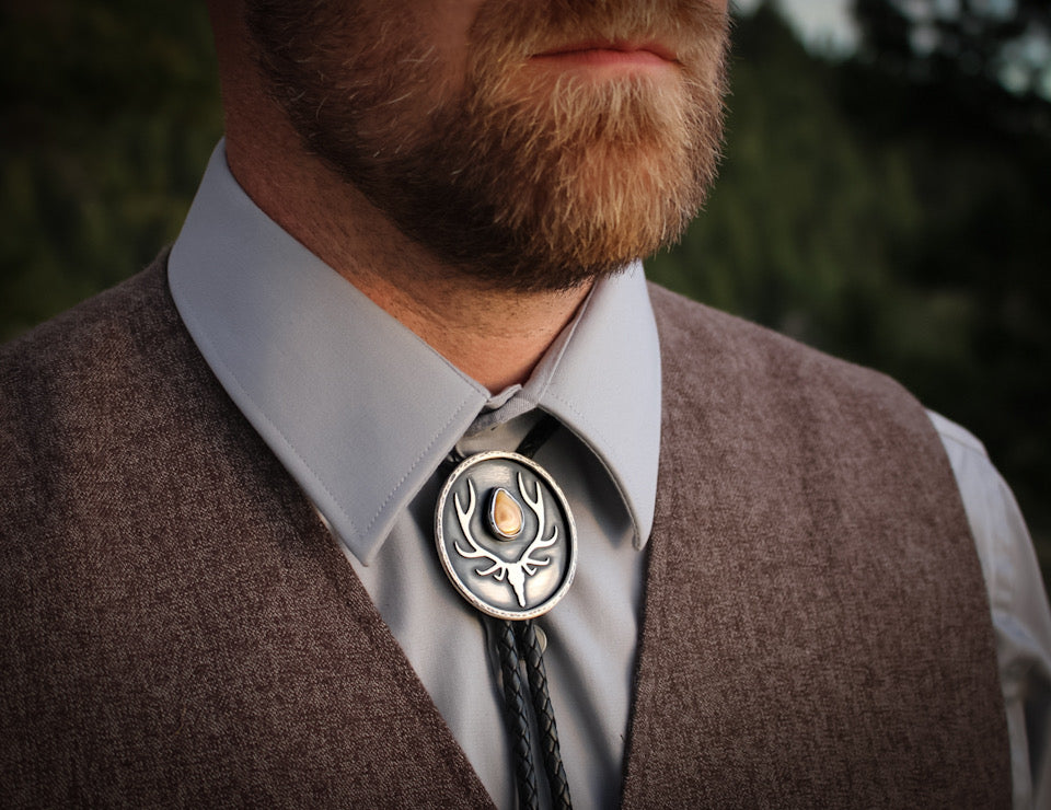 Elk Ivory Bolo Tie