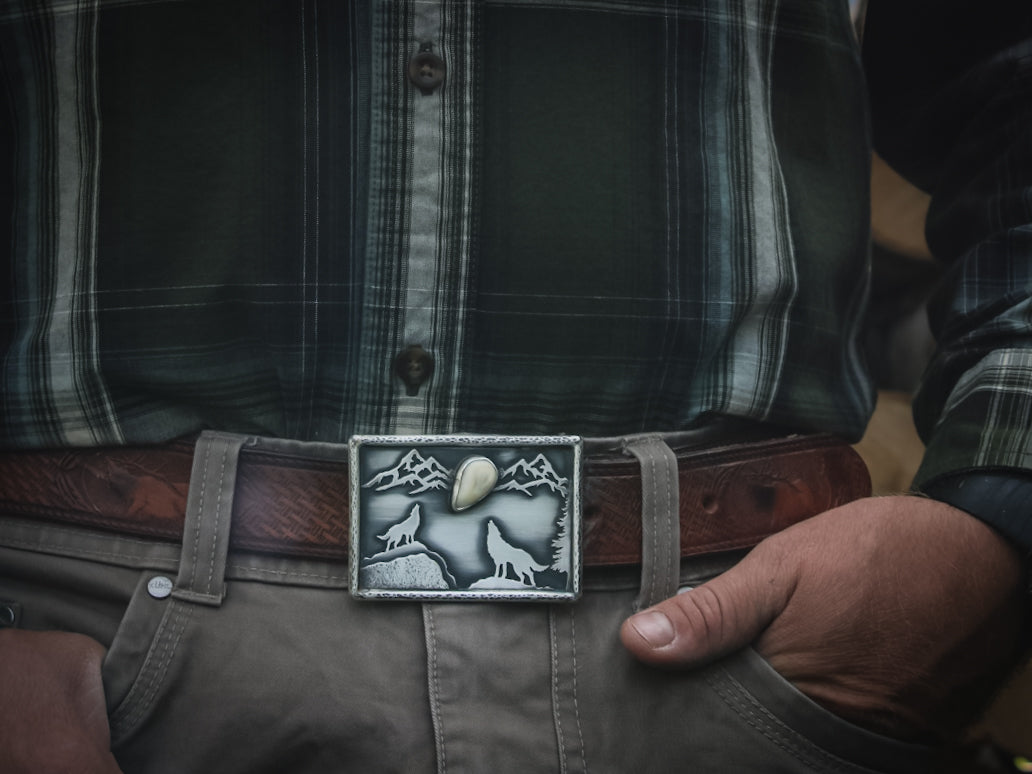 Elk Ivory Belt Buckle, custom belt buckle