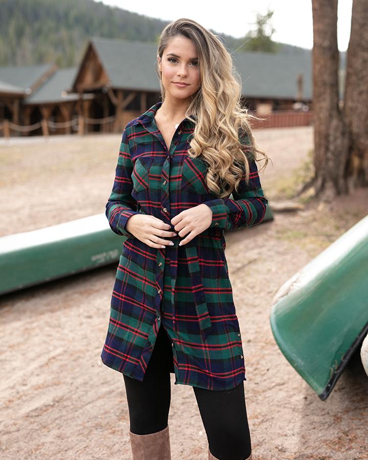 green flannel dress