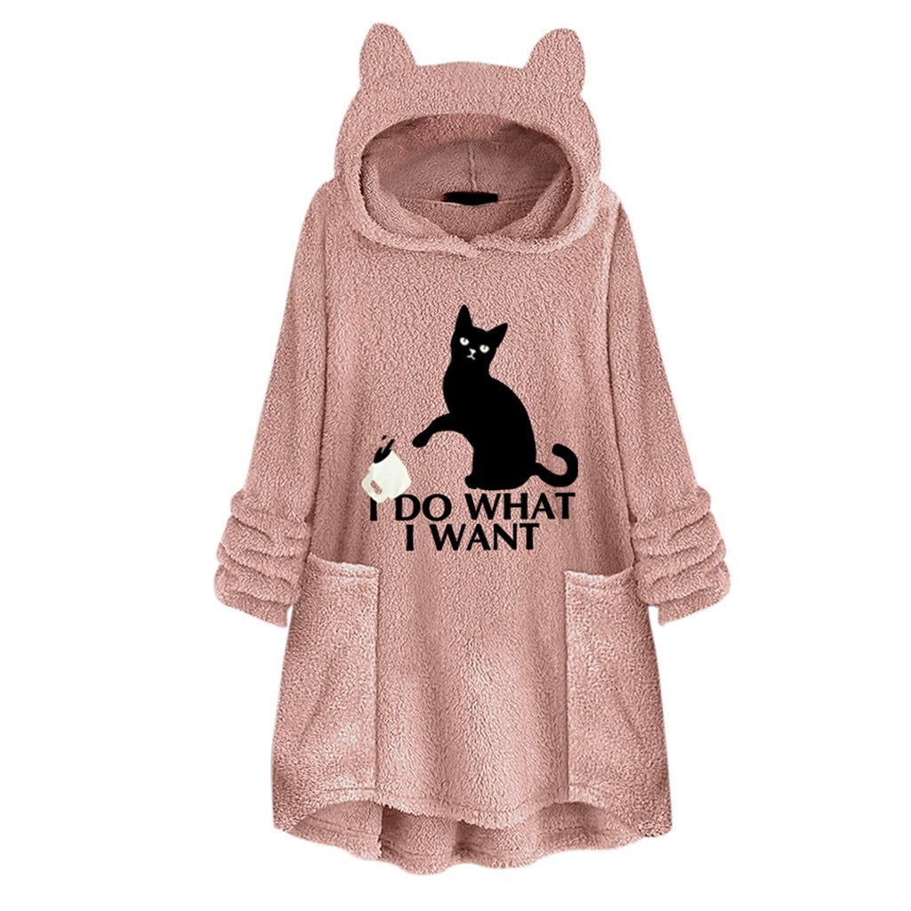 Fonkelnieuw WARM FLEECE HOODIE l Oversized kattenprint trui – Katzoo.be VX-47