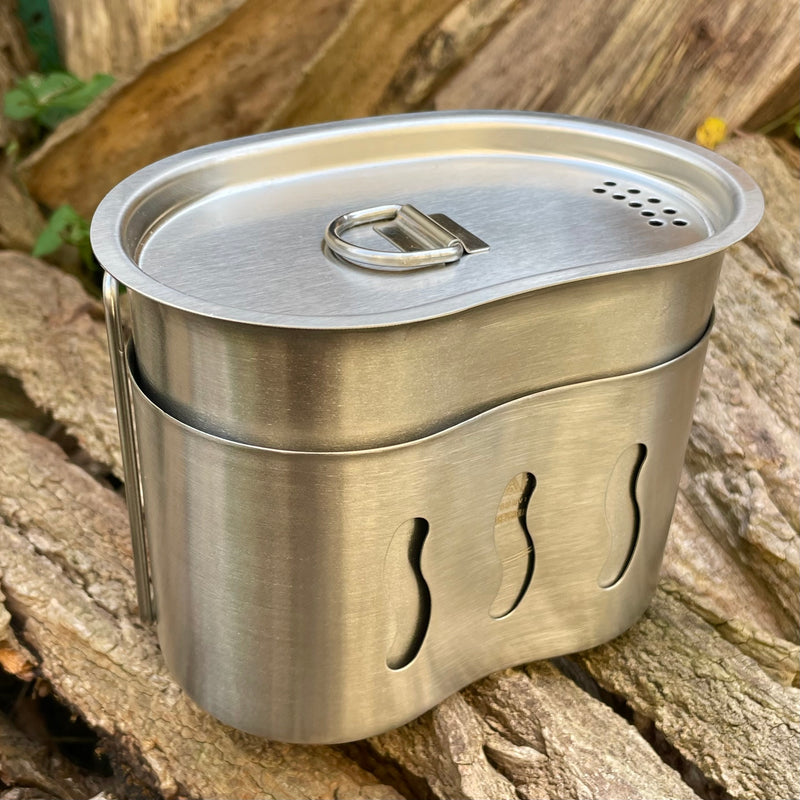 Stainless Steel Wide Mouth Nesting Canteen Flask, Single Wall Water Bottle,  Boiling Pot, Bushcraft, Survival, EDC & Camping 