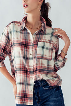 Gracelyn Flannel Button Down Top