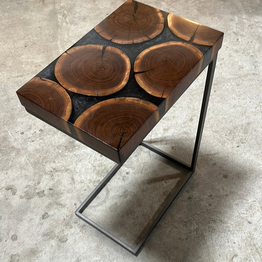 Black Walnut Rounds and Solid Black Epoxy Coffee Table