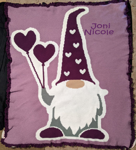 Gnome graphghan crocheted by Joni N.