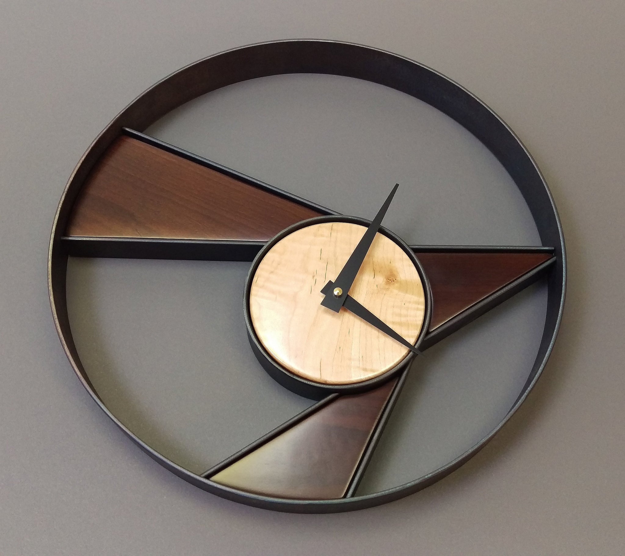 Maple and Steel Modern Round Wall Clock – DPCustoms