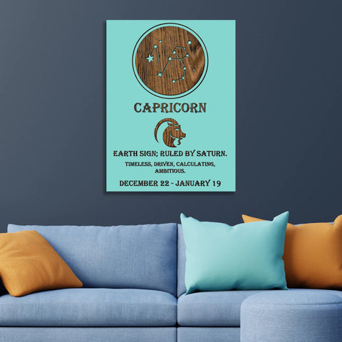 Capricorn burnt wood engraved wall art