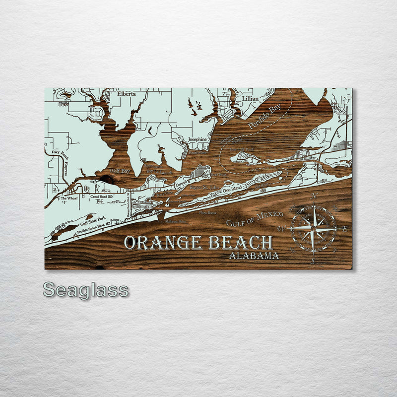 Orange Beach Alabama Whimsical Map Fire Pine