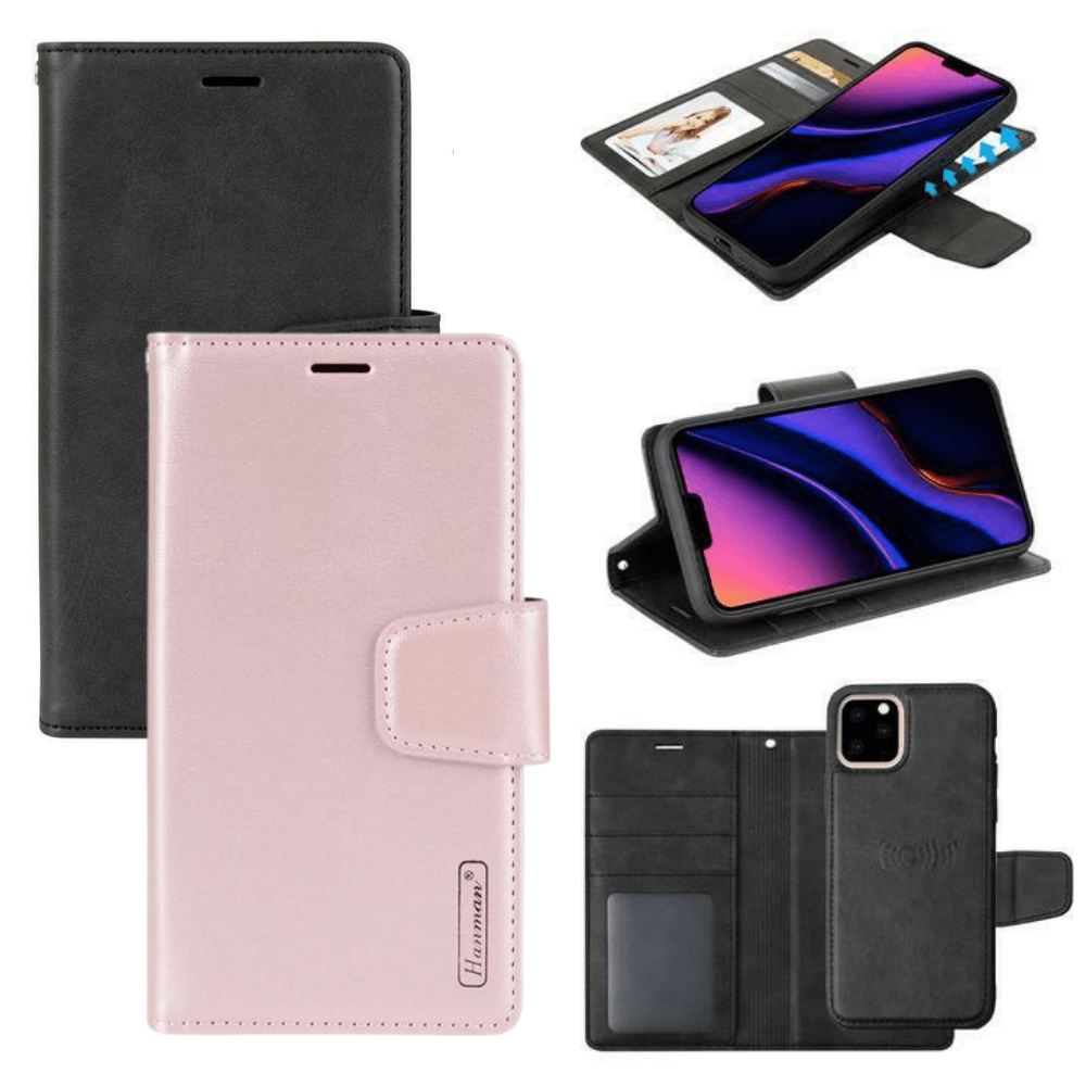 [2 in 1 Magnetic Detachable] Apple iPhone 15/15 Plus/15 Pro/15 Pro Max Hanman Miro Flip Wallet Leather Case