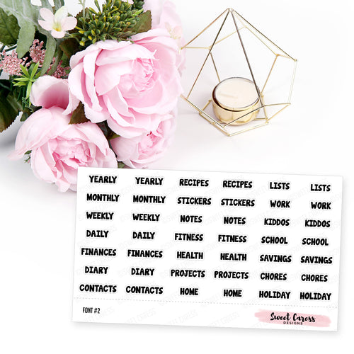 Birthday Planner Sticker I Script Words Planner Stickers