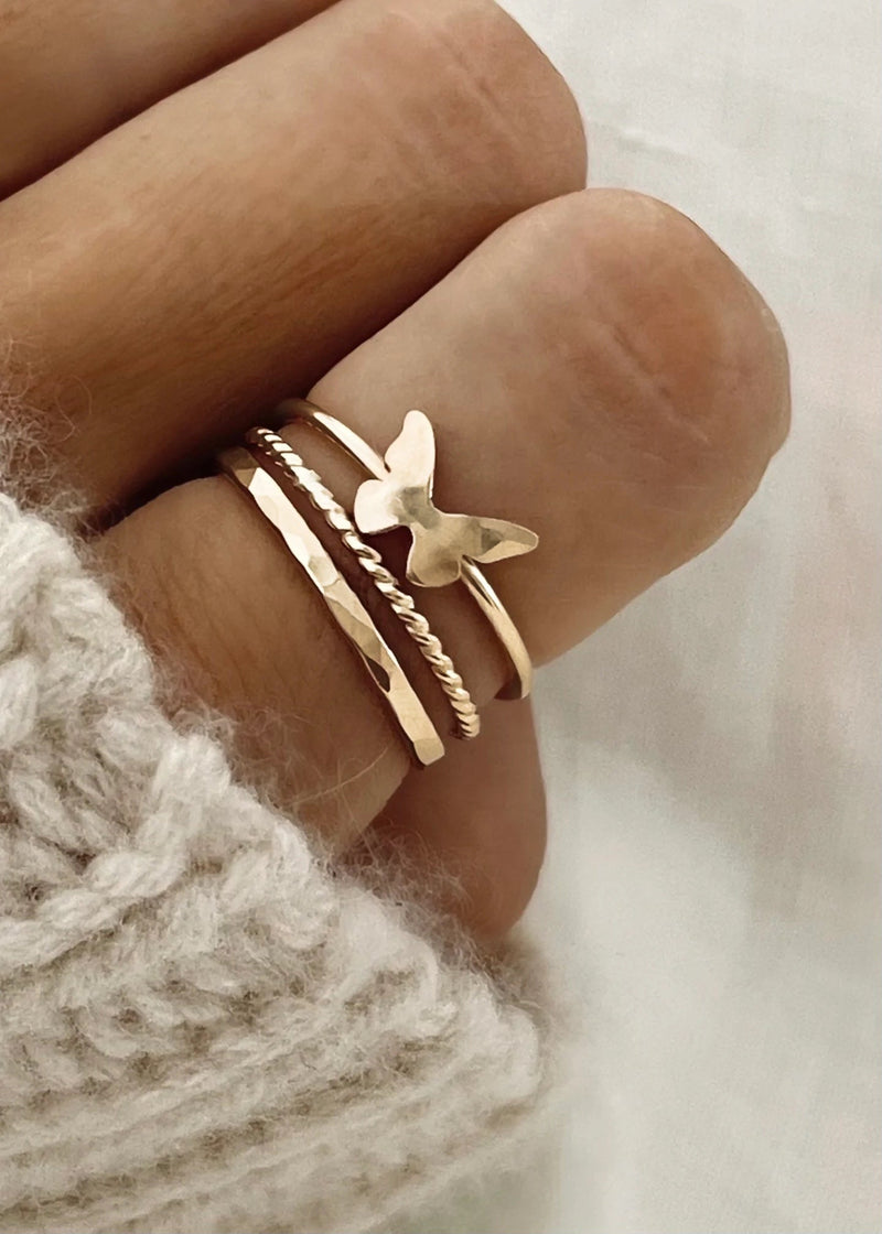 Tiny Butterfly Stacking Ring Set