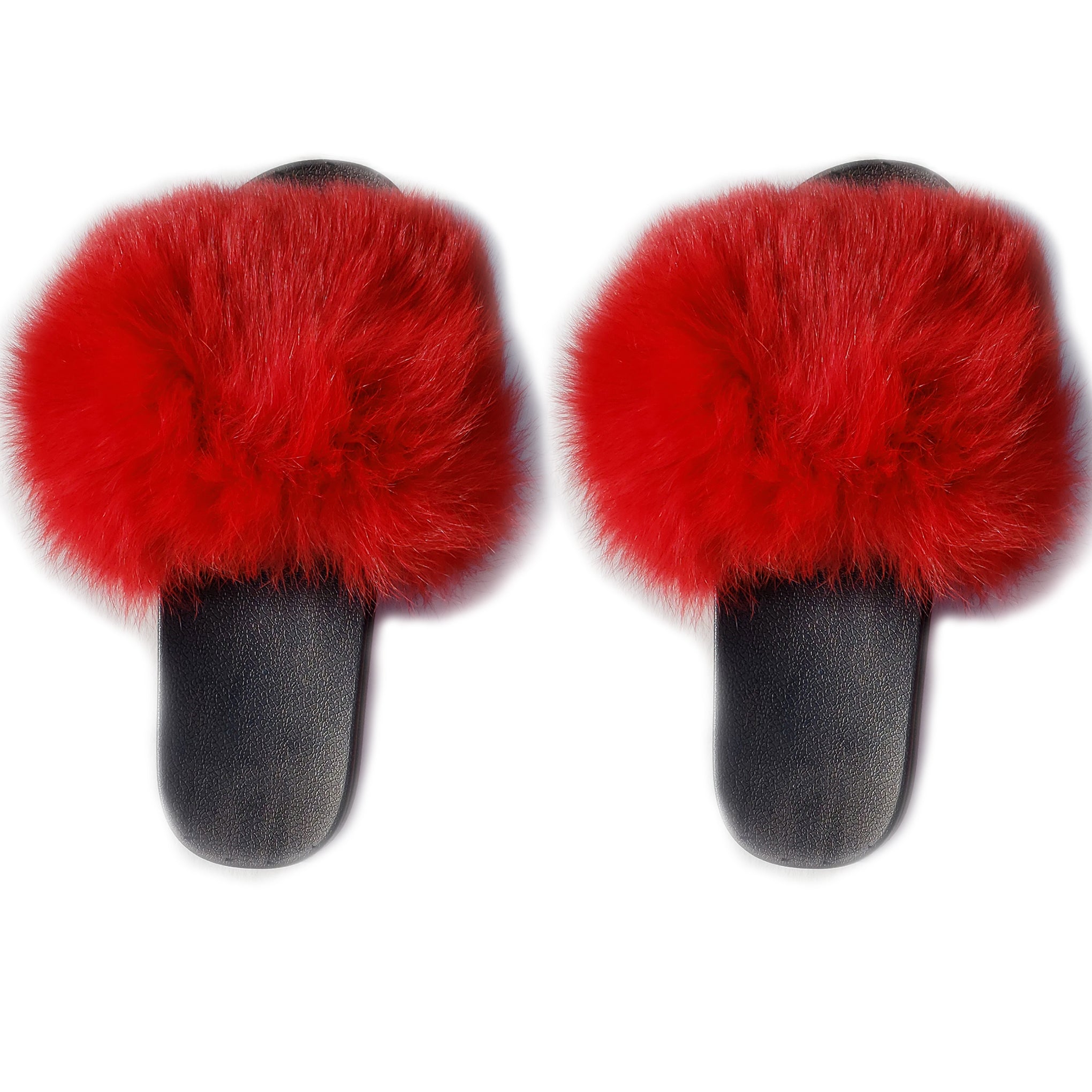 red fur slippers