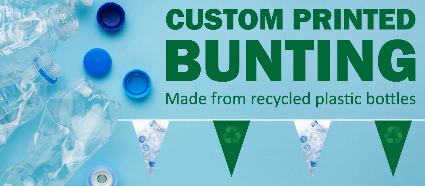 Bunting made from recycled plastic bottles