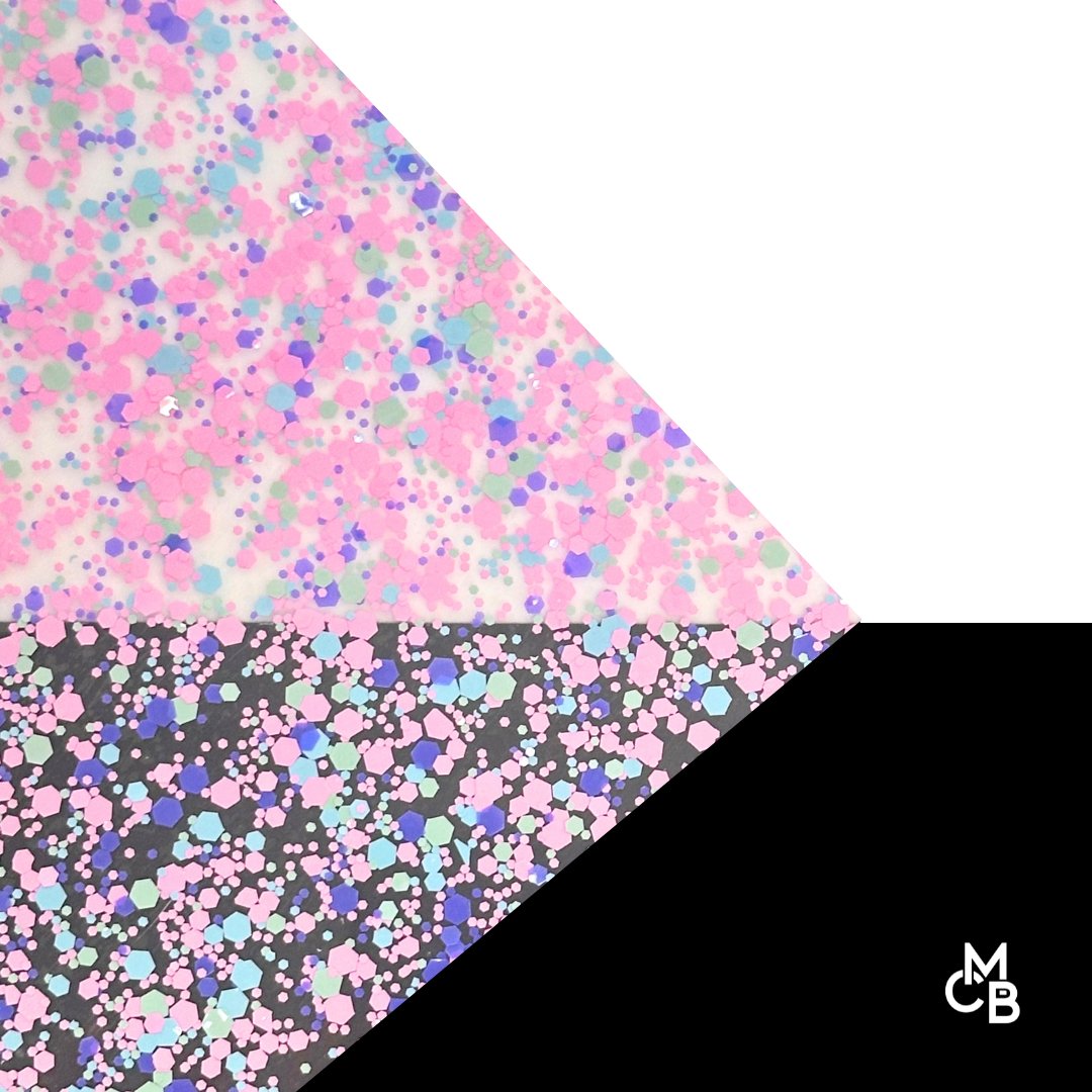 1/8" Unicorn Hearts Glitter Dots Cast Acrylic Sheets