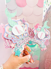 CMB Acrylic Iridescent Pink Acrylic Sheets cut into backers for cake toppers