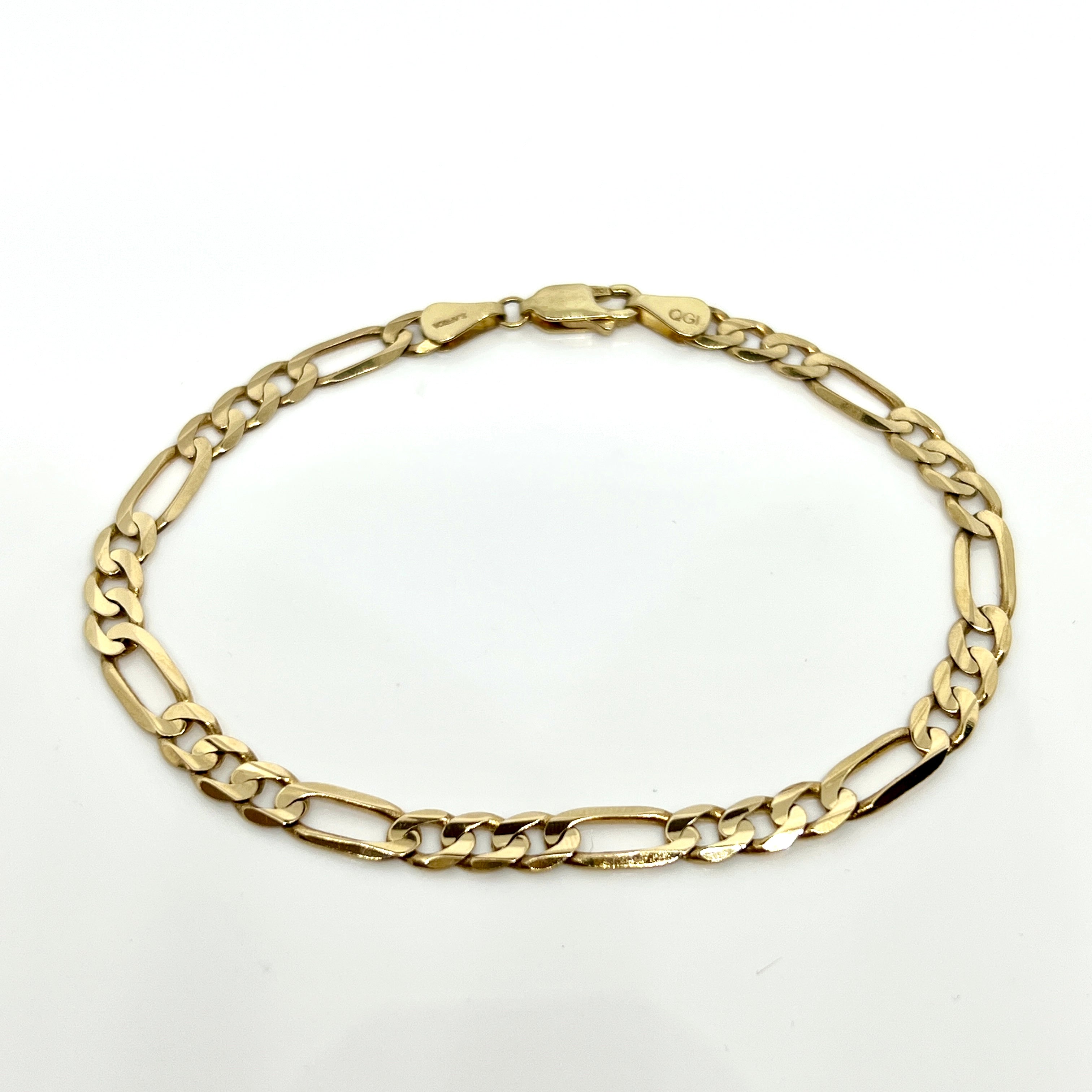 Genuine New 9ct Yellow Gold Solid 19cm or 21cm Bevelled Figaro Bracele –  Kaedesigns Jewellery